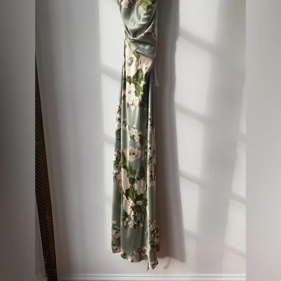 NEW NWT Reformation Anaiis Silk Maxi Dress Tarragon Floral Open Back High Neck 6 - Picture 14 of 17